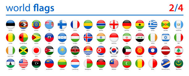World Flags - Vector Round Glossy Icons - Part 2 of 4 World Flags - Vector Round Glossy Icons - Part 2 of 4 flag buttons stock illustrations