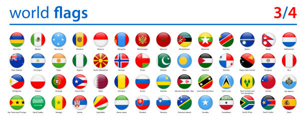 ilustraciones, imágenes clip art, dibujos animados e iconos de stock de banderas del mundo - vector round glossy icons - parte 3 de 4 - romania romanian culture romanian flag flag