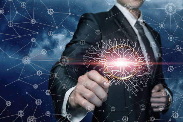 istock Businessman is engaged in artificial intelligence research and network management. 1316315399
