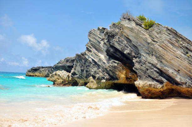 istock A colorful rock on a pink beach in Bermuda. 1316316880