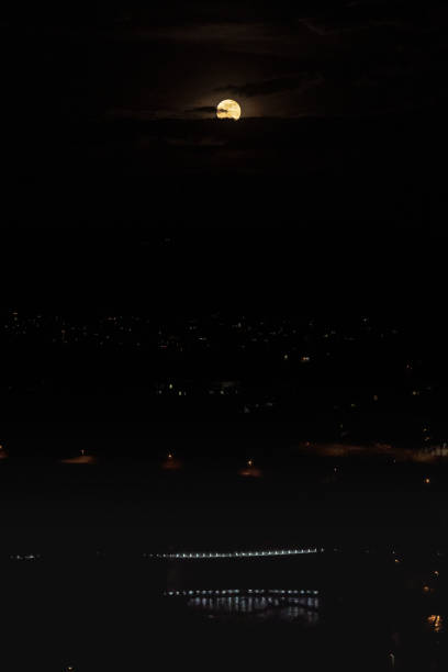 istock Super moon in deep dark night with blue illuminated Bridge over Aare in Switzerland. 1316317621