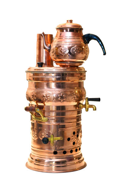 istock Turkish style copper samovar ( tea pot) works with firewood . 1316319605