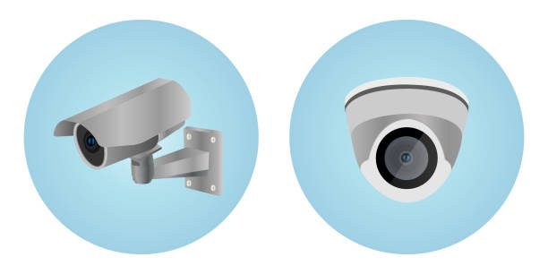 kopuły i bullet cctv kamery. kamera bezprzewodowa. - security camera dome security system security stock illustrations