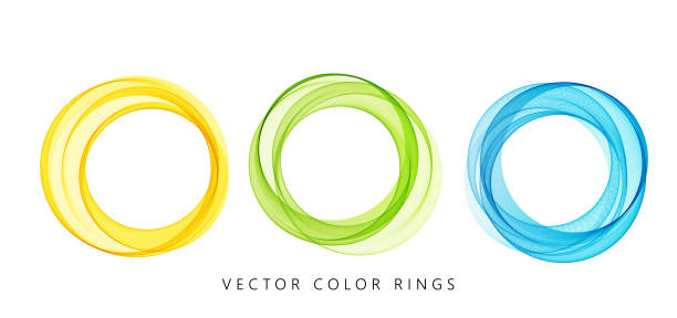 Vector abstract colorful round lines isolated on white background. Design element for modern concept. Vector abstract round colorful lines isolated on white background. Transparent rings design element for modern concept. color image stock illustrations