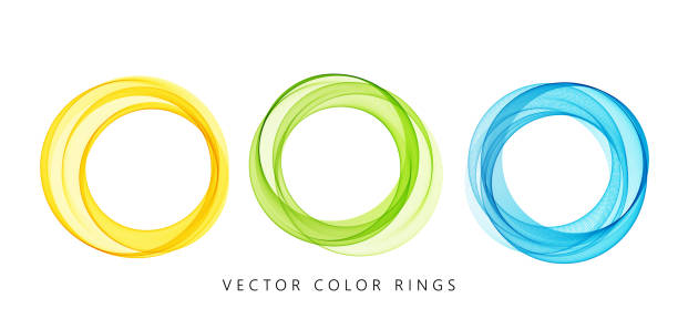 Vector abstract colorful round lines isolated on white background. Design element for modern concept. Vector abstract round colorful lines isolated on white background. Transparent rings design element for modern concept. yellow sunburst background stock illustrations