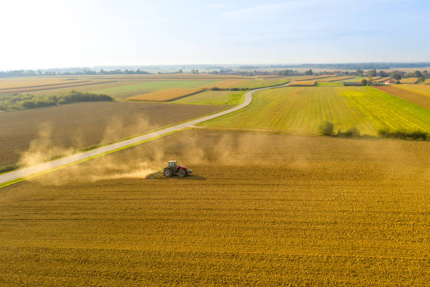 istock Tractor plowing the agricultural field 1316322492