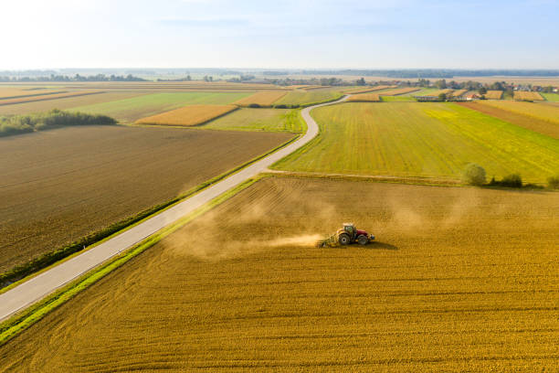 istock Tractor plowing the agricultural field 1316322540