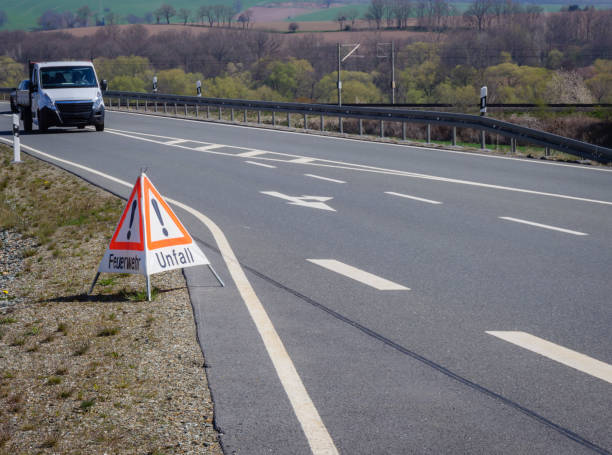 istock Caution traffic accident sign on the roadside 1316329752