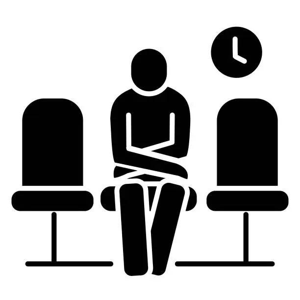Vector illustration of Covid-19 flu virus vaccination doctor's office waiting room  Icon