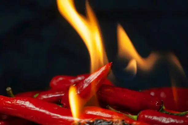Photo of Red chilis with flames