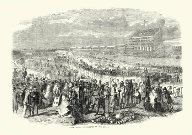 istock Amusements fair on the Downs at Epsom Races, 1861, 19th Century, Victorian Race track 1316330468