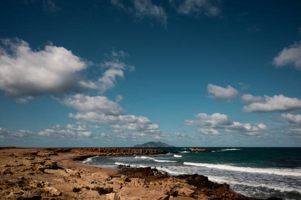 Seascape and an island near the coasts of Haouaria, Tunisia