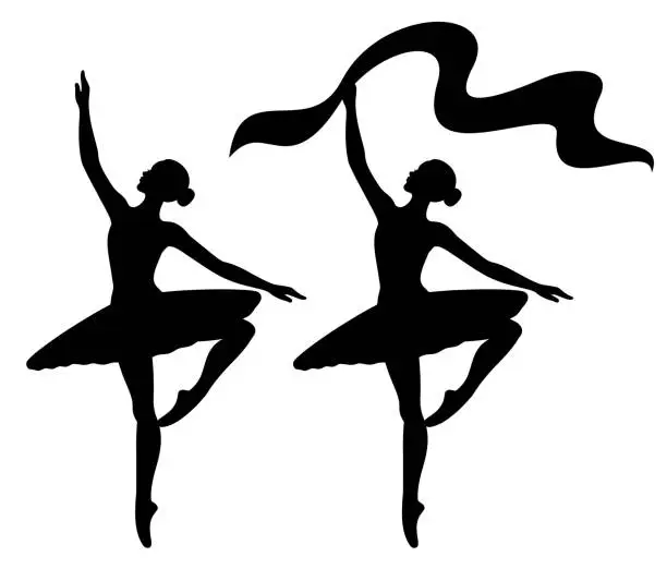 Vector illustration of Elegant ballet dancers silhouette