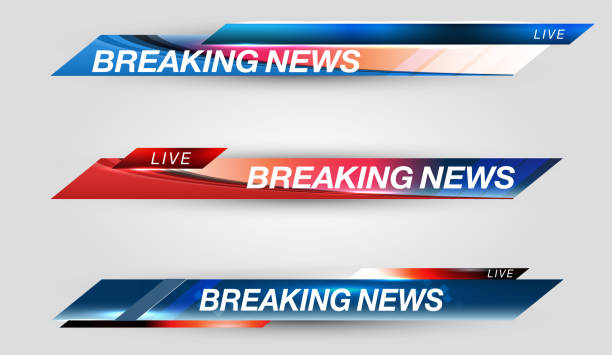 Lower Third TV News Bars Set Vector. Tv news bar. Television broadcast media Lower Third TV News Bars Set Vector. Tv news bar. Television broadcast media title banner breaking news stock illustrations