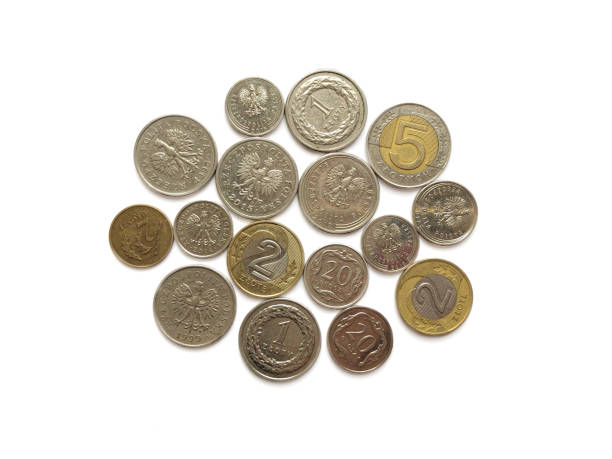 istock Polish zloty coins on white background. 1316335376