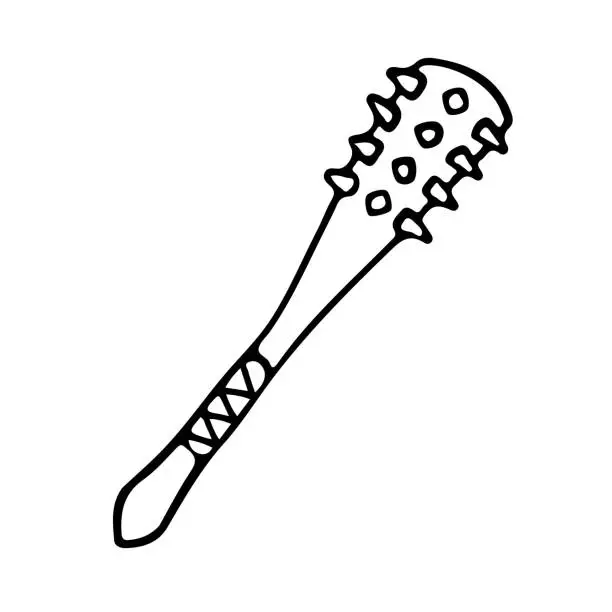 Vector illustration of A spiked savage club in doodle style isolated.
