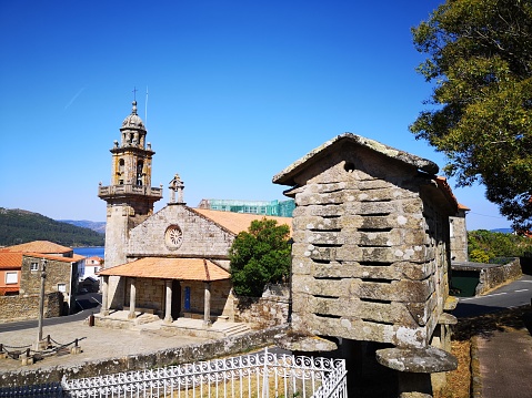 Saint Peter’s church and Horreo in Muros, Galicia, Spain
