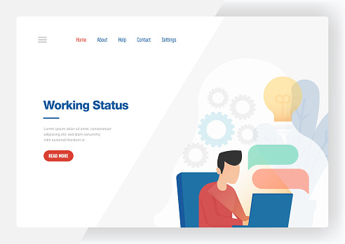 Working Status Sign Working Status Vector Illustration For Landing Page Template Stock ...