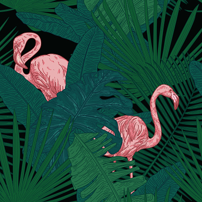 Bold Seamless Tropical Flamingo Pattern