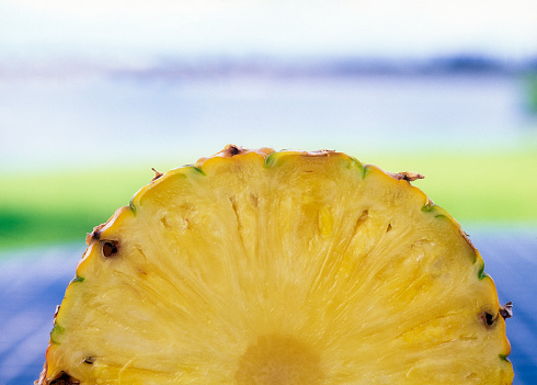 Sliced pineapple outdoors