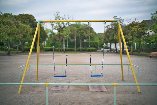 Tokyo,Japan-May 5, 2021: Isolated seat swing in a park