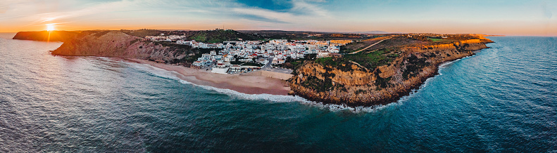 Coastline of Portopalo, in southern Sicily, with the ruins of an old factory for the manufacturing of tuna fish