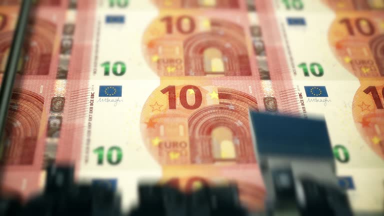 Loopable Close-up Shows Printing of €10 Euro Banknote, European Central Bank stock video