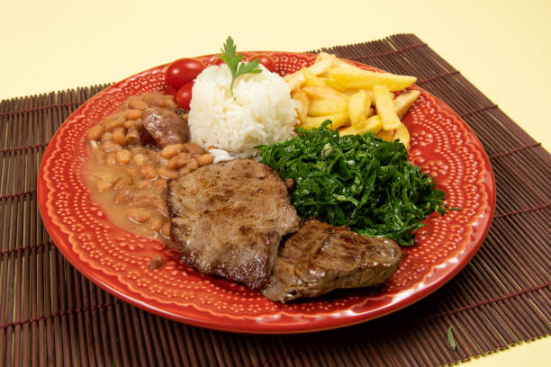 istock typical Brazilian basic dish with rice, beans, steak, french fries, braised cabbage and tomato 1316363108
