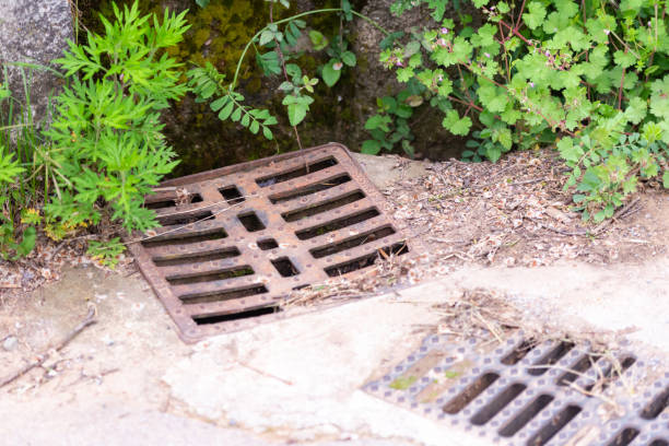 istock Storm grates on the village road 1316364095