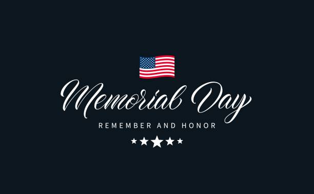 Memorial Day text. Memorial Day text with lettering "Remember and Honor". Hand drawn lettering typography design. USA Memorial Day calligraphic inscription. memorial day stock illustrations