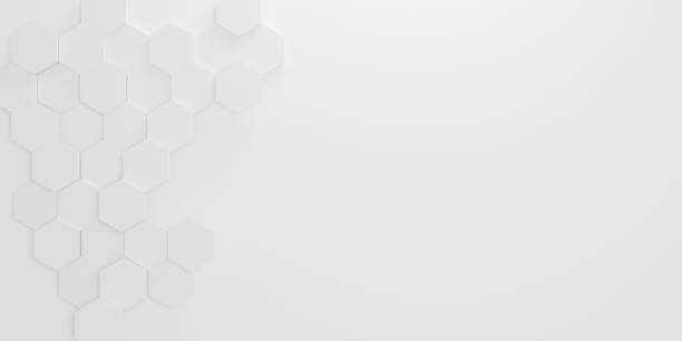 Random shifted white honeycomb hexagon background wallpaper banner pattern with copy space . design graphic minimalist . 3d illustration rendering . for business background and etc .