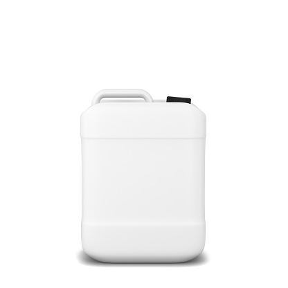 Blank jerry can. 3d illustration isolated on white background. Container for petrol or other fluids
