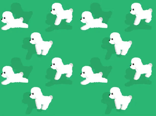 Vector illustration of Animal Animation Sequence Dog Bichon Frise Cartoon Vector Seamless Wallpaper