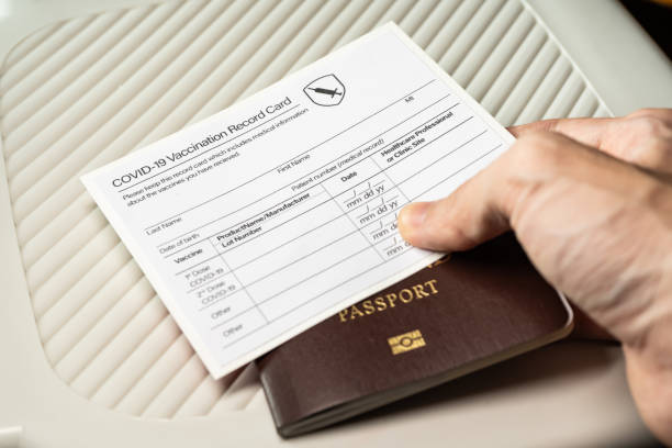 istock Covid-19 vaccination record card and passport 1316376732