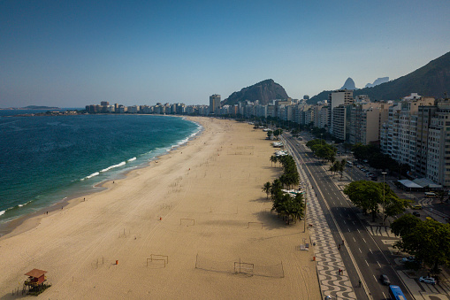 Aerial View of Copacabana Beach in Rio de Janeiro, Brazil.