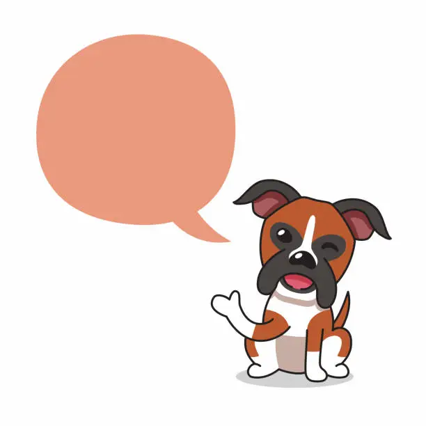 Vector illustration of Cartoon character boxer dog with speech bubble