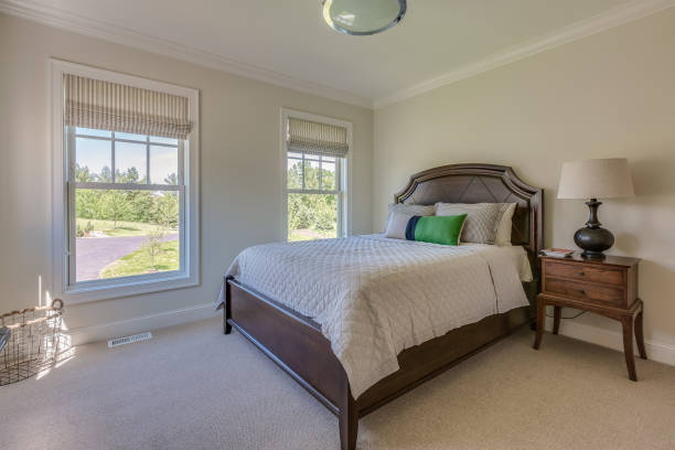 istock Lovely bedroom with quilted duvet 1316380346