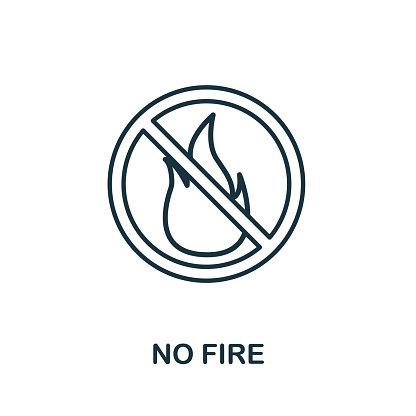 No Fire outline icon. Thin line concept element from fire safety icons collection. Creative No Fire icon for mobile apps and web usage.