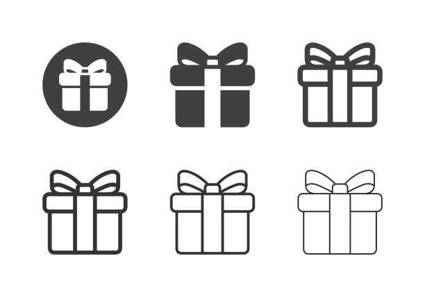 ilustraciones, imágenes clip art, dibujos animados e iconos de stock de iconos de la caja de regalo - multi series - regalo