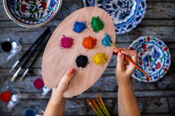 istock Handmade tile ceramic painting lesson. 1316394356