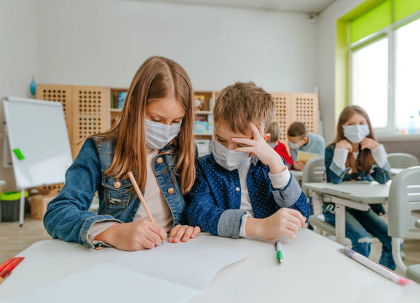 istock Elementary school students studying in the classroom during COVID-19 pandemic. 1316395258