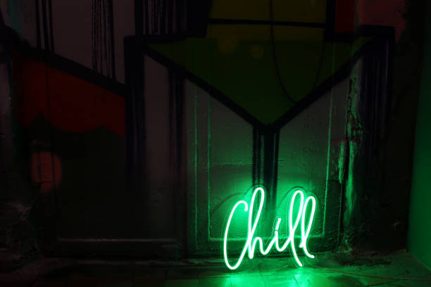 istock Green neon sign chill. Trendy style. 1316395493