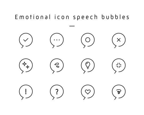 A set of emotional icon speech bubbles A set of emotional icon speech bubbles emotional series stock illustrations