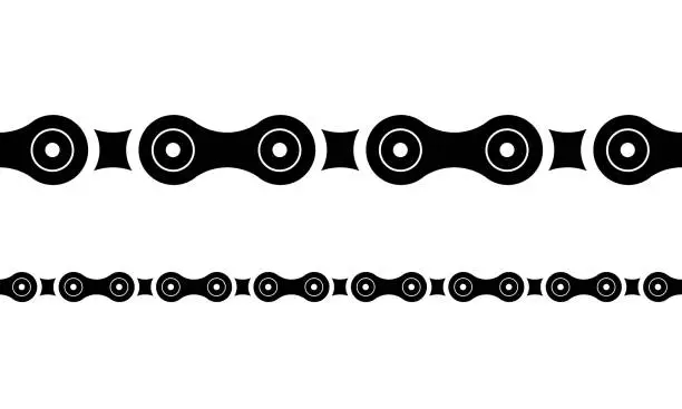 Vector illustration of Bicycle and motorcycle chains seamless chainline isolated on white
