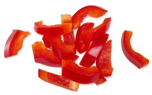 istock sliced red sweet bell pepper isolated on white background. clipping path. top view 1316397464