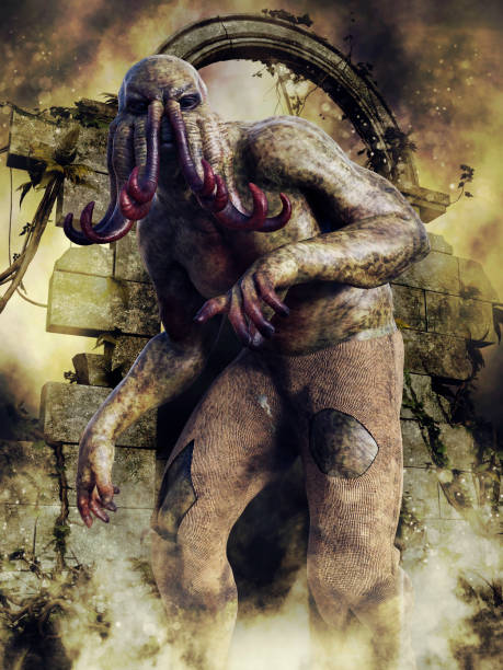 istock Monster with tentacles in old ruins 1316397567
