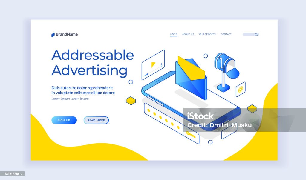 Addressable Advertising Example Web Banner For Addressable Advertisement Service Advertisement Stock ...
