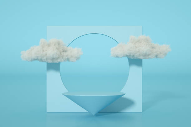istock Empty Product Stand, Platform, Podium with Cloud and Sunlight 1316408460