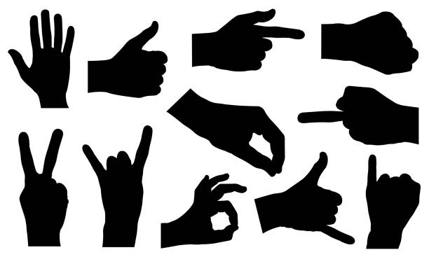 hand signs set of different hand sign silhouettes pinky finger stock illustrations