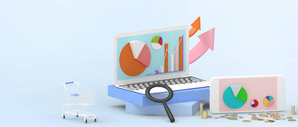 istock Workplace Business financial Analytics Data concept and seo marketing with leadership Concept on Blue. copy space, digital, banner, website, design for banner-3d Rendering 1316419528